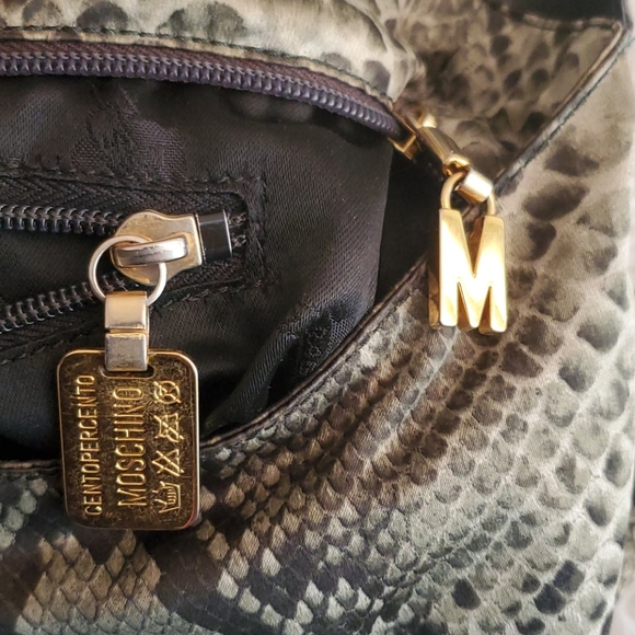 Moschino Green Snake Print Shoulder Bag D3 - Picture 4 of 5